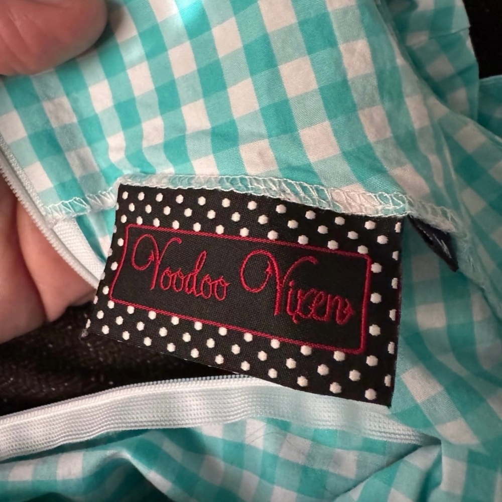 Voodoo Vixen Blue Gingham Retro Dress size M - Picture 4 of 6